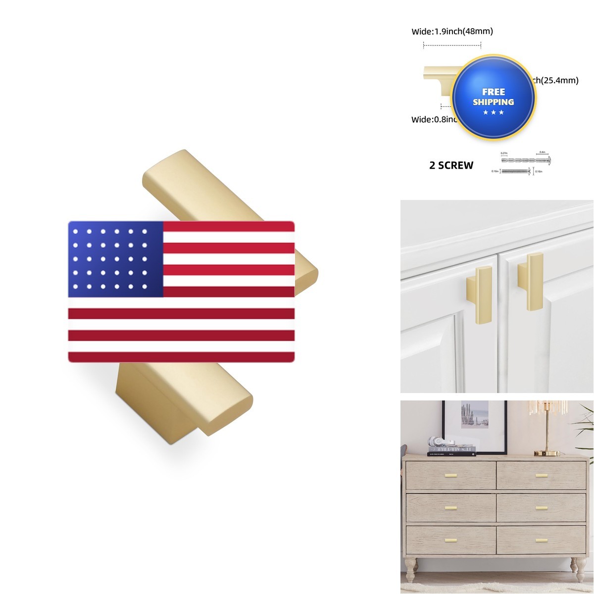 BUKOBYHE 20 Pack Brushed Gold Solid Kitchen Cabinet Knobs