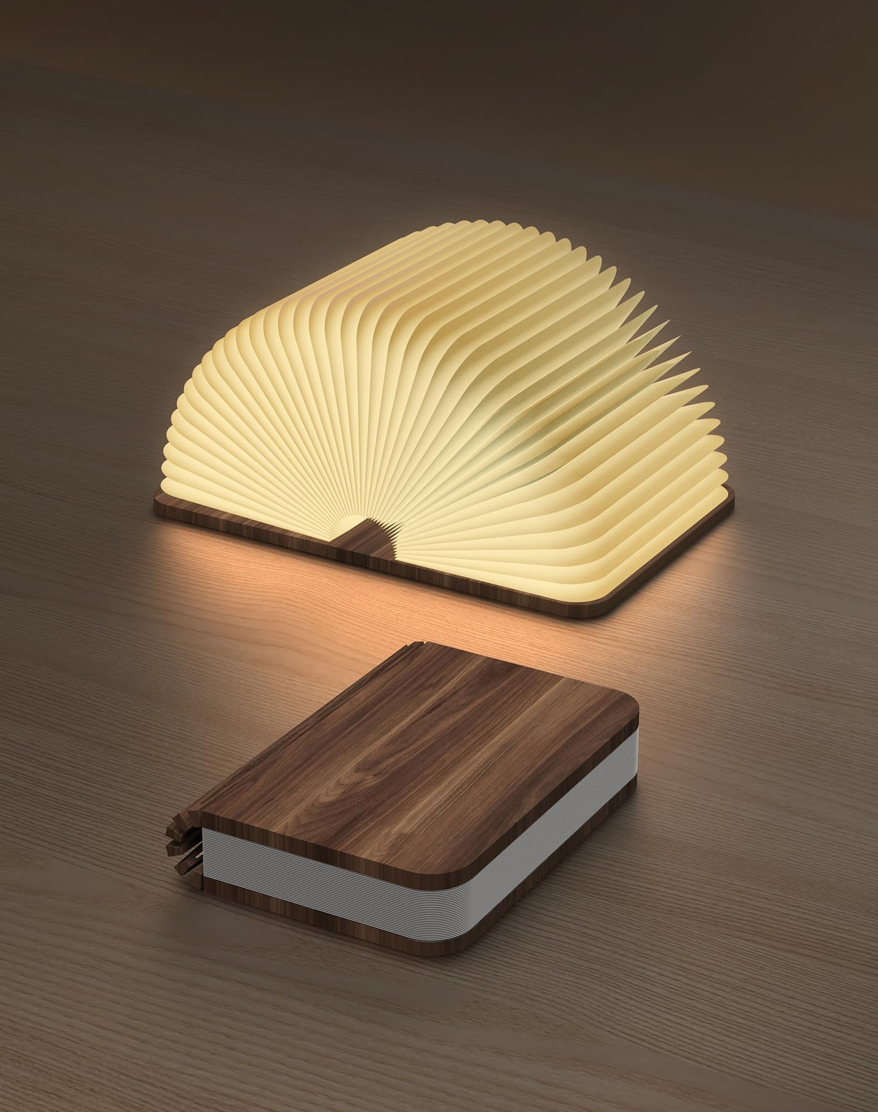 Novelty Portable Folding Wooden Book Lamp USB Rechargeable Desk Night Light New