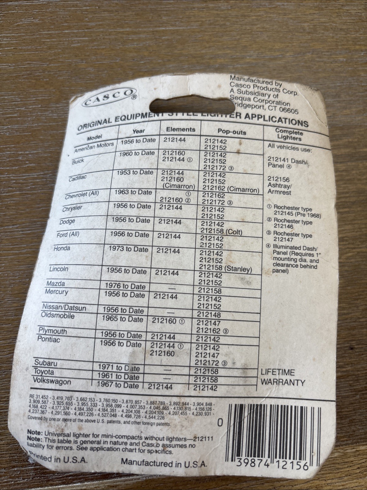 Casco 212156 Cigarette Lighter Heating Element - Select Chrysler/Ford/GM/