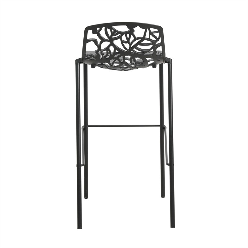 LeisureMod Devon Modern Bar Stool with Powder Coated Aluminum Frame Black