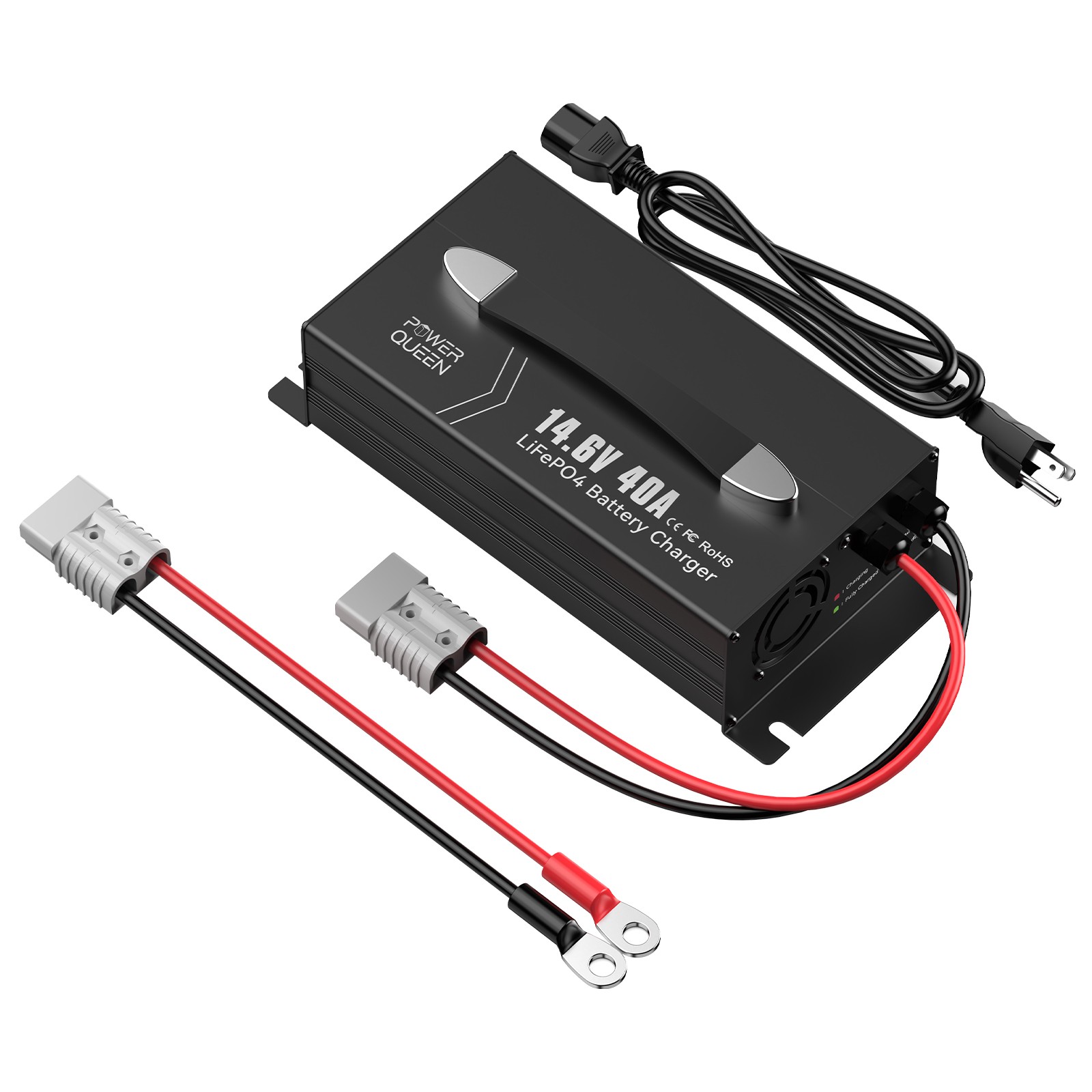 Power Queen 14.6V 40A Smart AC-DC Charger for 12V 200Ah LiFePO4 Lithium Battery