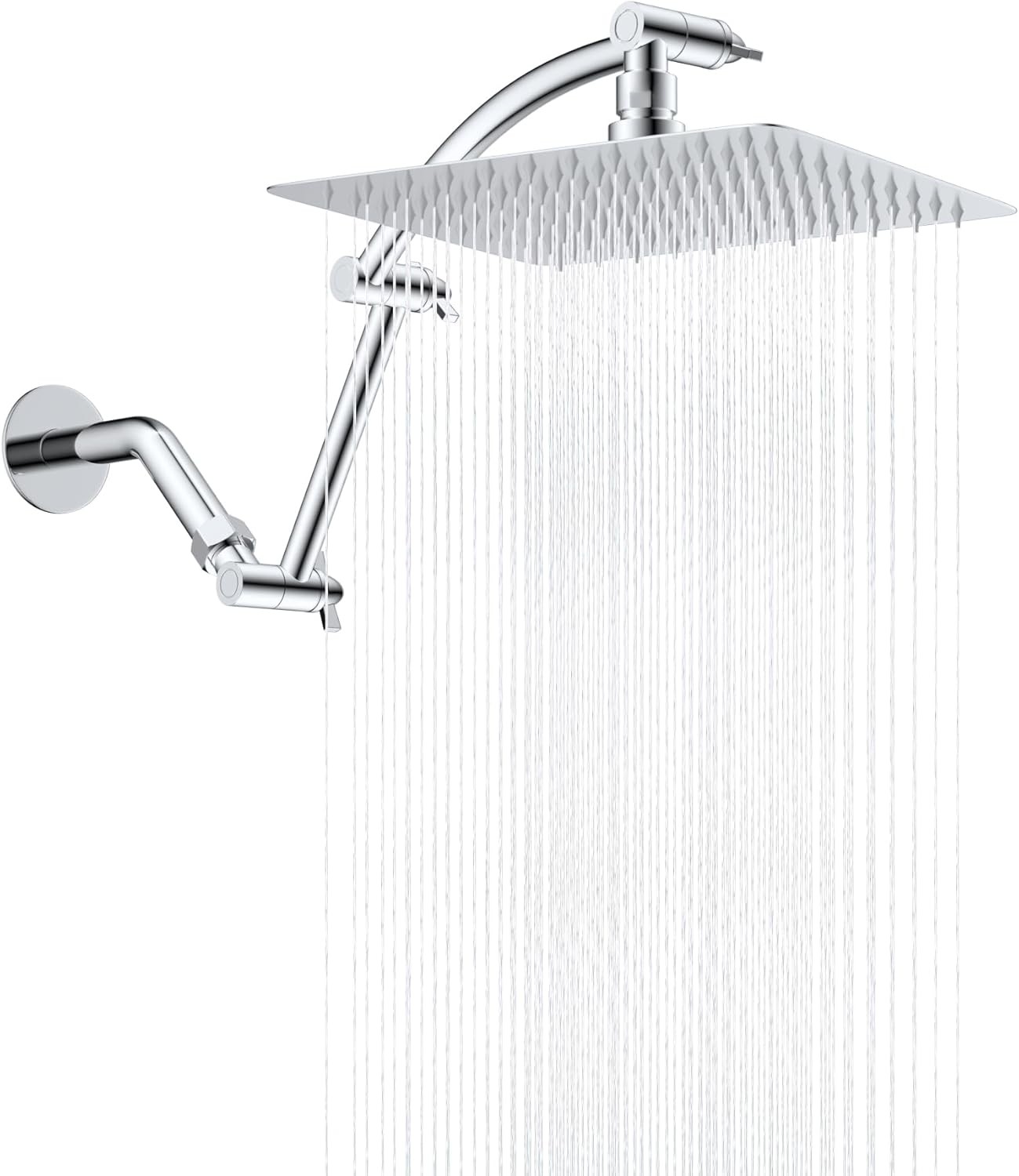 All Metal Rain Shower Head, 10'' High Pressure Rainfall Square
