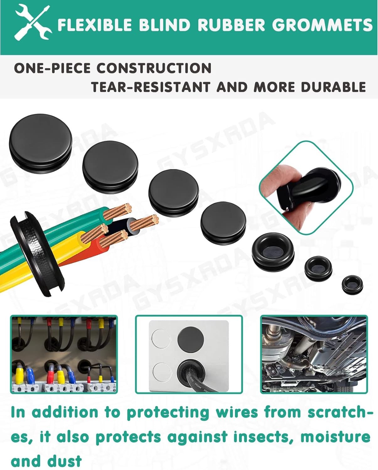 200pc Rubber Grommet Kit 7 Sizes Firewall Rubber Hole Plugs Rubber Grommets for