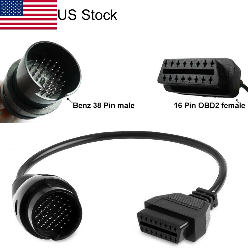 38 Pin Male 16 Female OBD Car Fault Diagnostic Adaptor Cable For Mercedes Benz