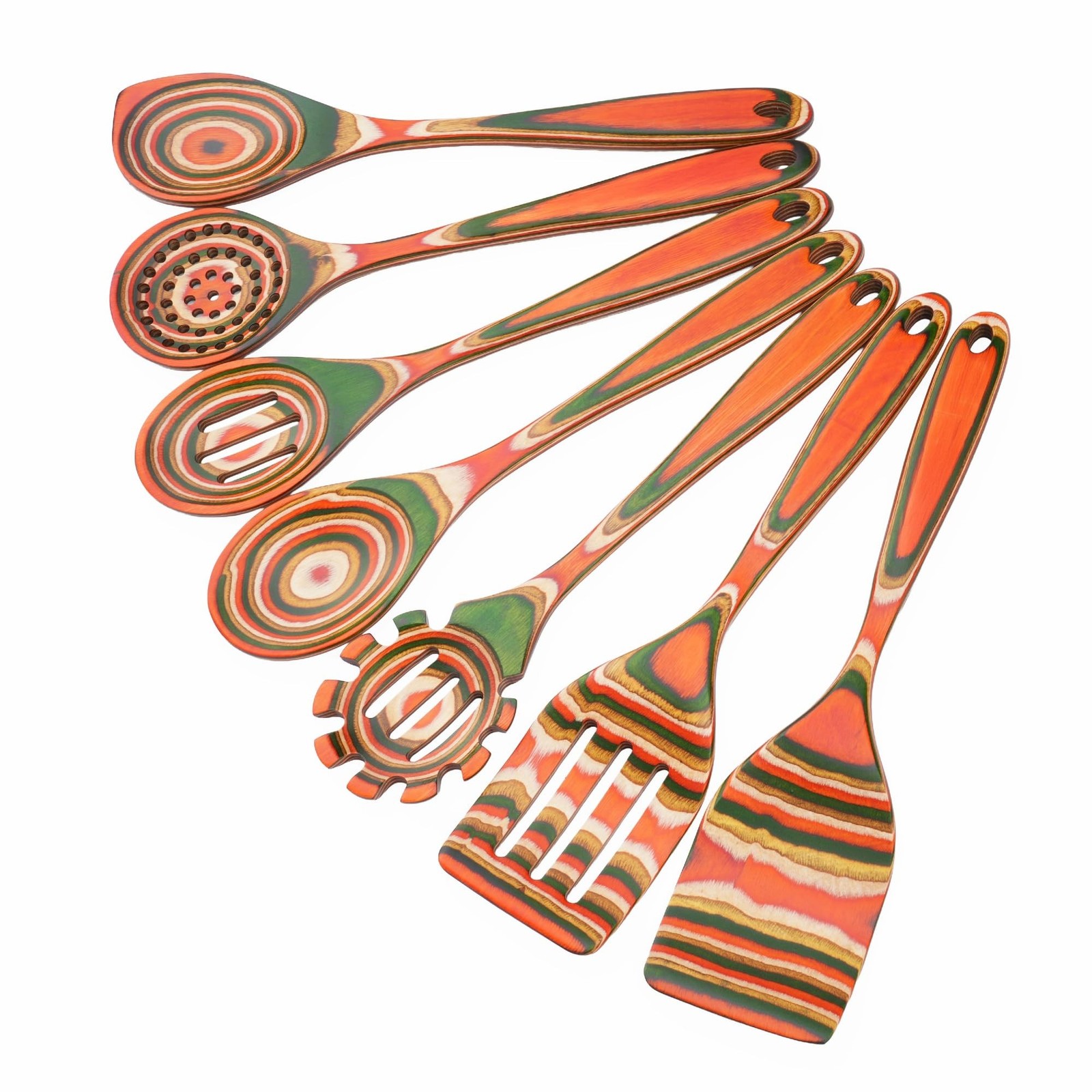 7-Pcs Kitchen Utensils Set –Pakkawood Wooden Spoons for Cooking, Heat-Resi