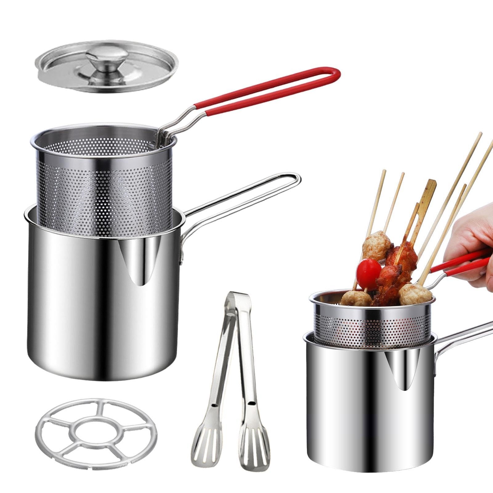 Deep Fryer Pot Set,Mini Stainless Steel 5 pcs, as picture show