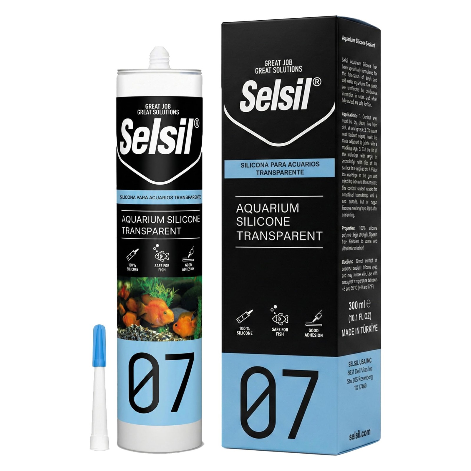 SELSIL Aquarium Silicone Clear Sealant - 300 milliliters / 10.14 Fl Oz,