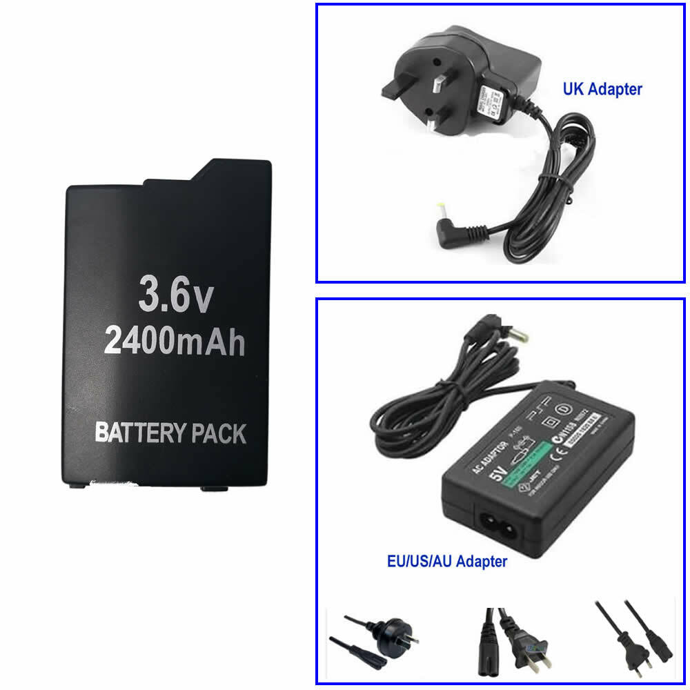 Battery for PSP 2001 2002 2003 2004 3001 3002 3003 3004 / 5V AC Power Adapter