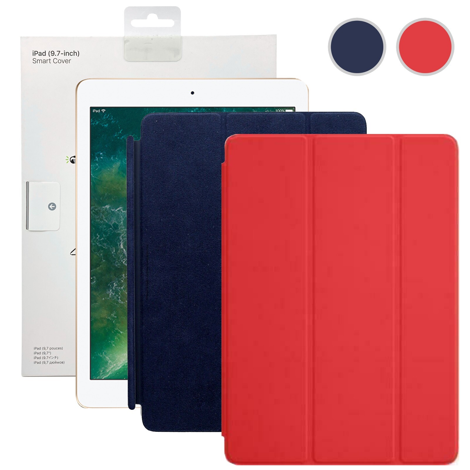 OEM Apple Smart Cover for iPad 9.7 5th/6th Gen, Air 1/2 in Blue & Red