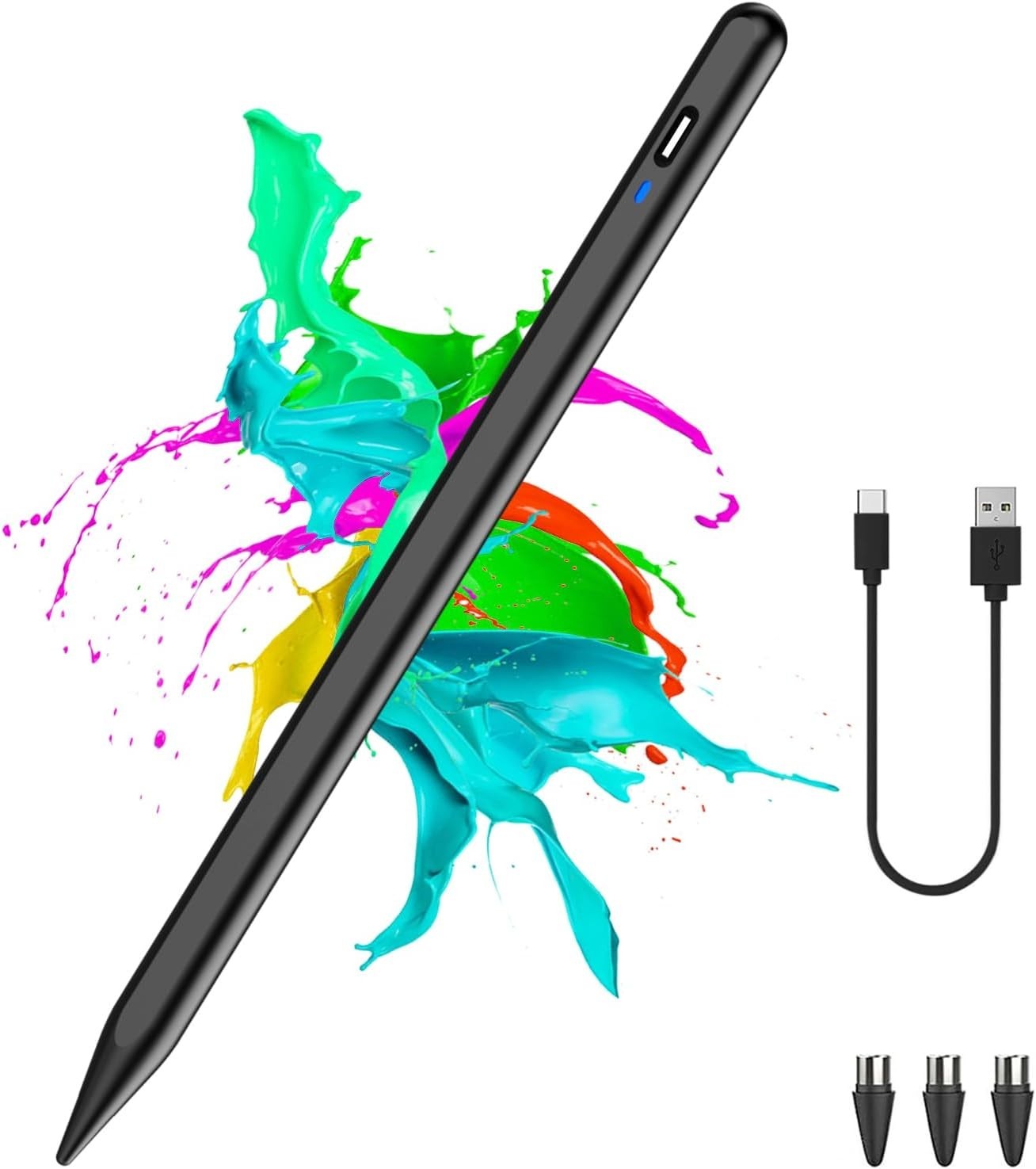 High Precision Stylus Pen for Android Tablets & iPhone with USB-C Charging
