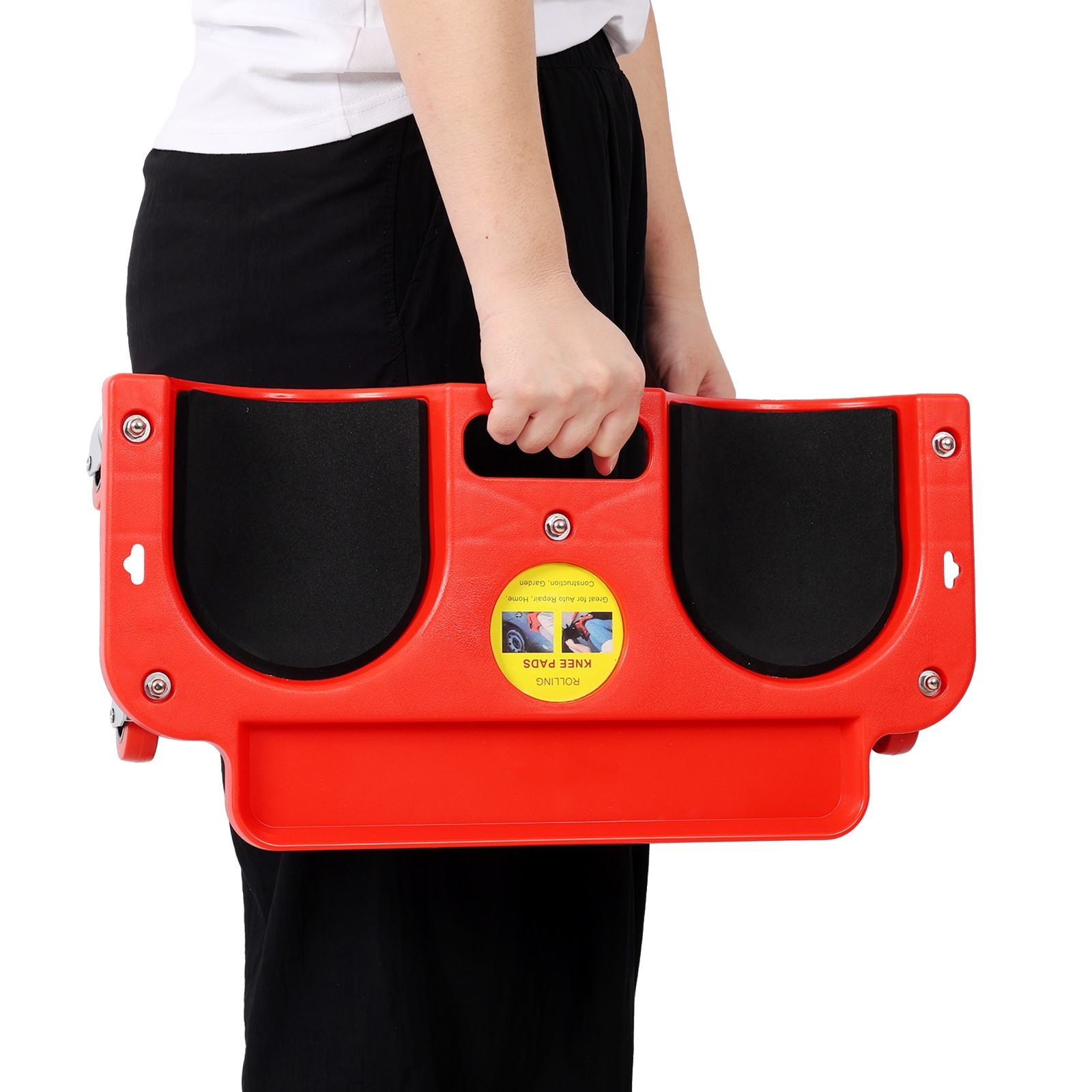 Knee Creeper with Tool Tray 360 Casters Durable Garage Workshop Red