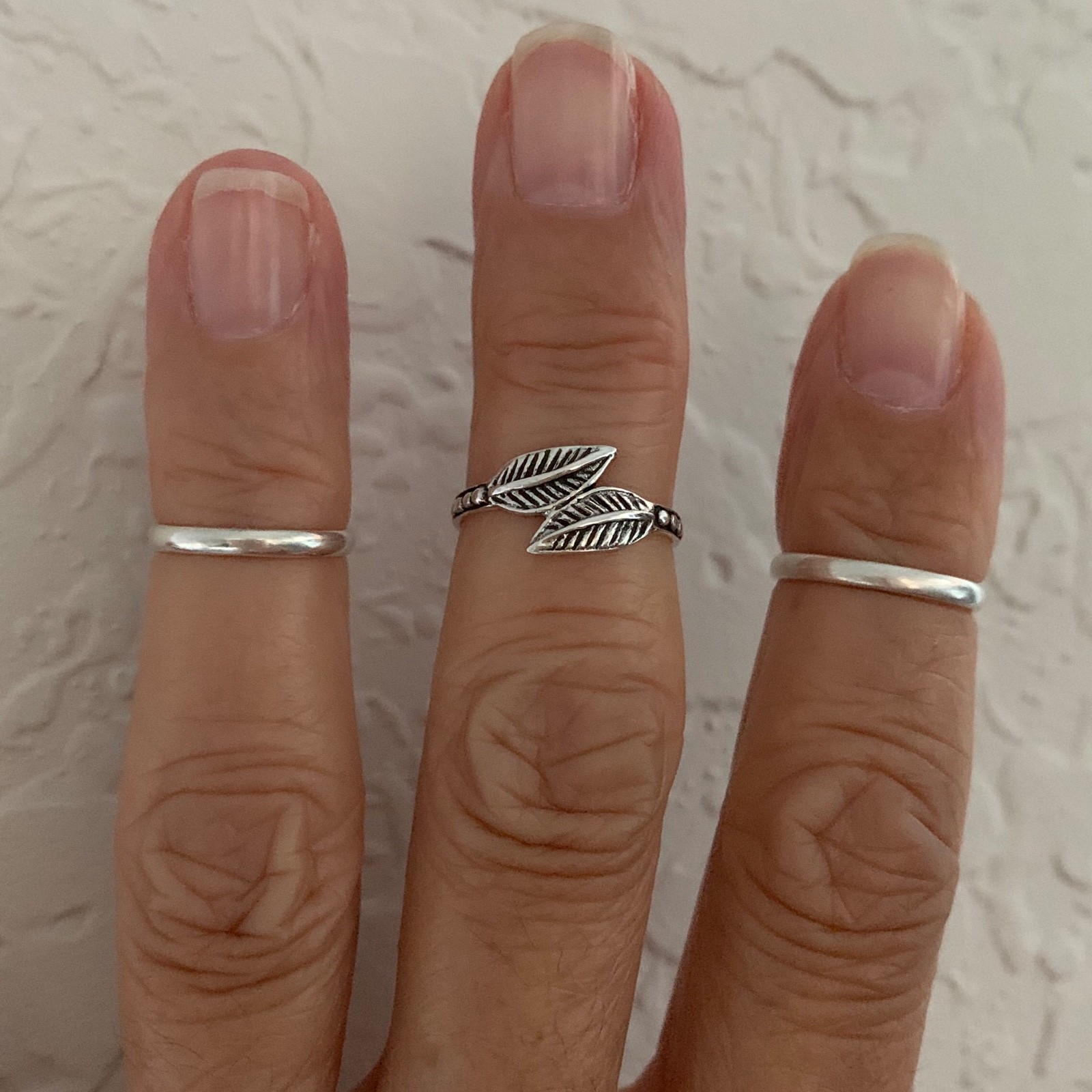 Sterling Silver Double Leaves Toe Ring, Silver Ring, Leaf Ring, Tree Rings