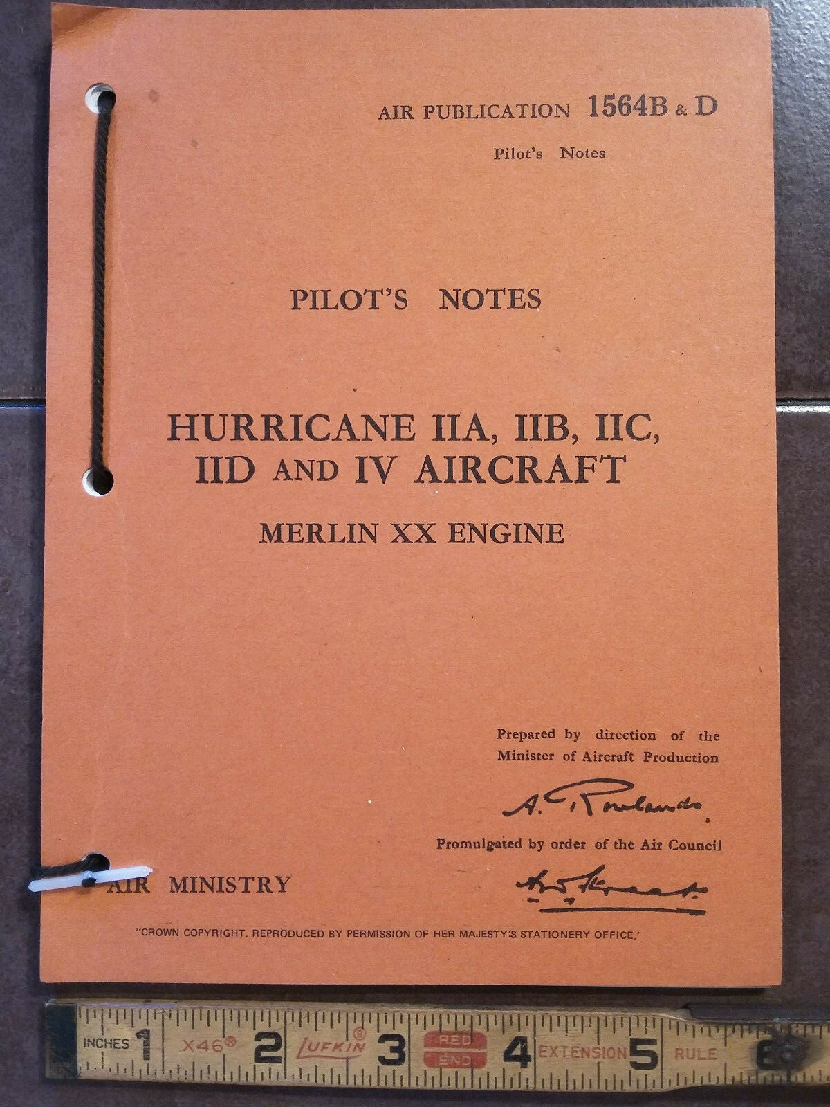 Hurricane IIA, IIB, IIC, IID & IV w Merlin XX Engine Pilots Notes POH Type Book
