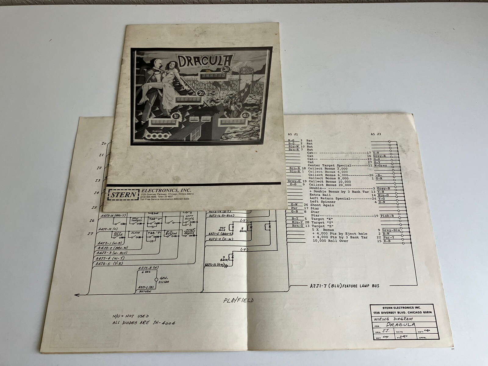 Original DRACULA Instruction Manual & Wiring Diagram Schematics
