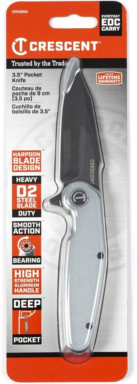 Crescent 3-1/2 Inch Harpoon Blade Aluminum Handle Pocket Knife - CPK350A
