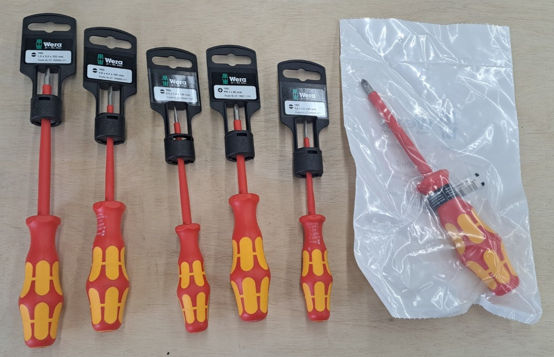 Brand New, Lot of (6) Wera Kraftform Plus 1000V Insulated Screwdrivers