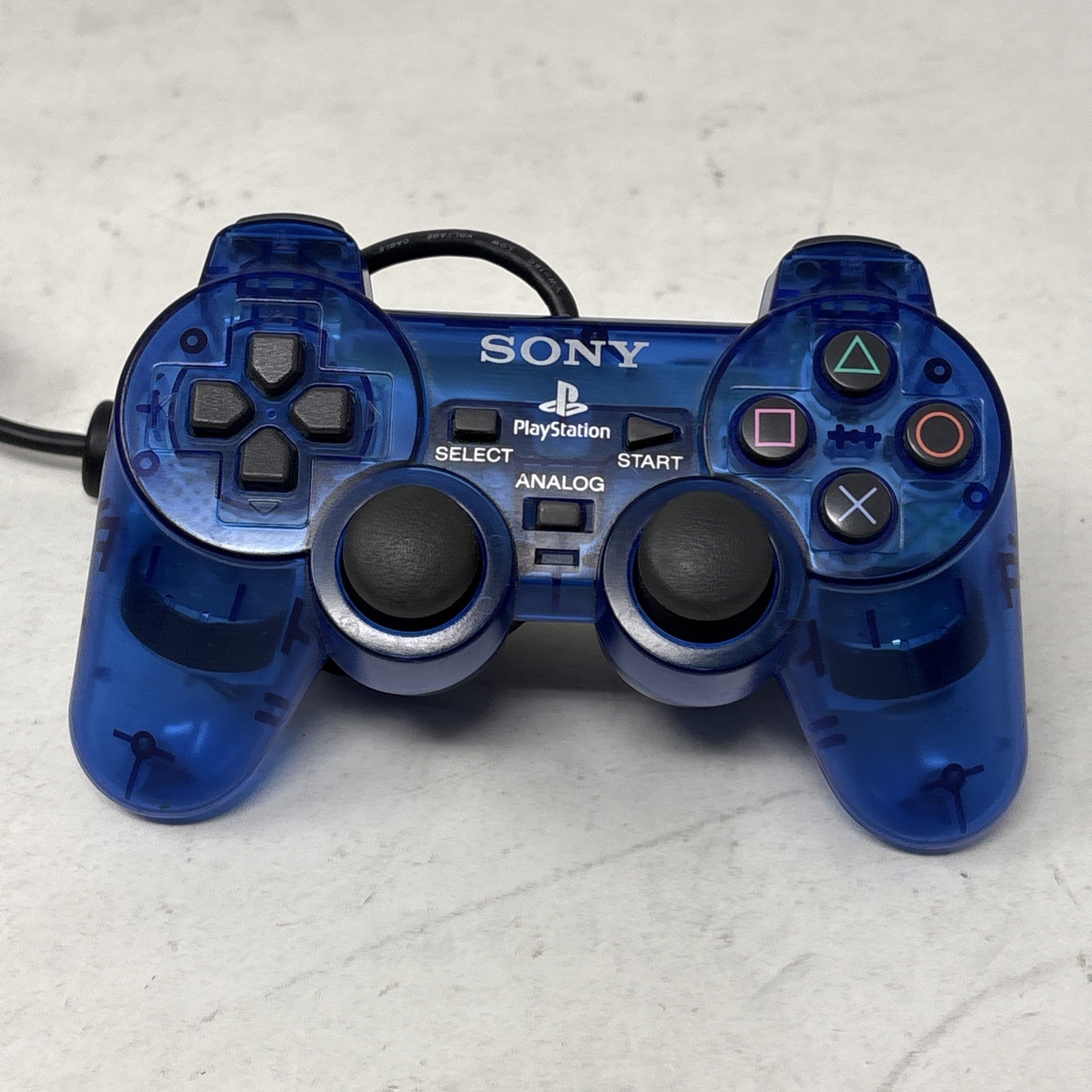 OEM Sony PlayStation 2 PS2 SCPH 10010 Dual Shock Ocean Blue Clear Controller b
