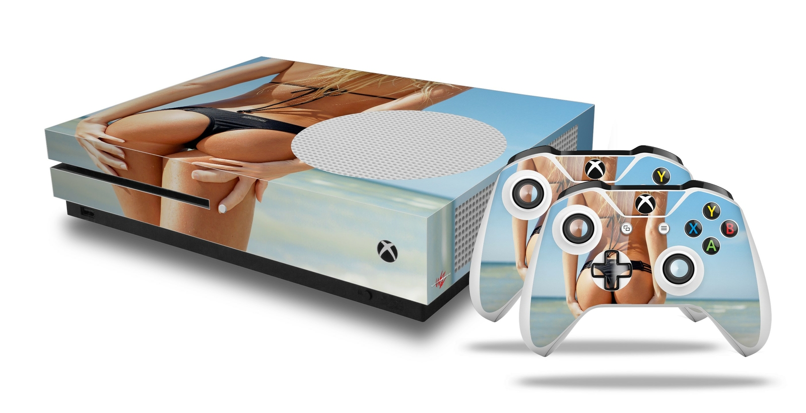 Skin for XBOX One S Console Controller Kayla DeLancey Black Bikini 7 Vinyl Decal