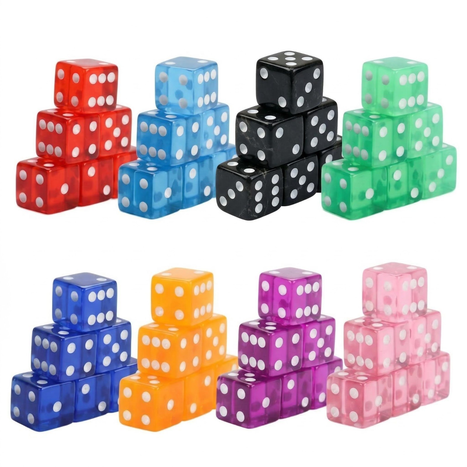 48 Pieces Casino Dice Set: 19mm Large Dices Standard Game Acrylic 8 Sided Col...