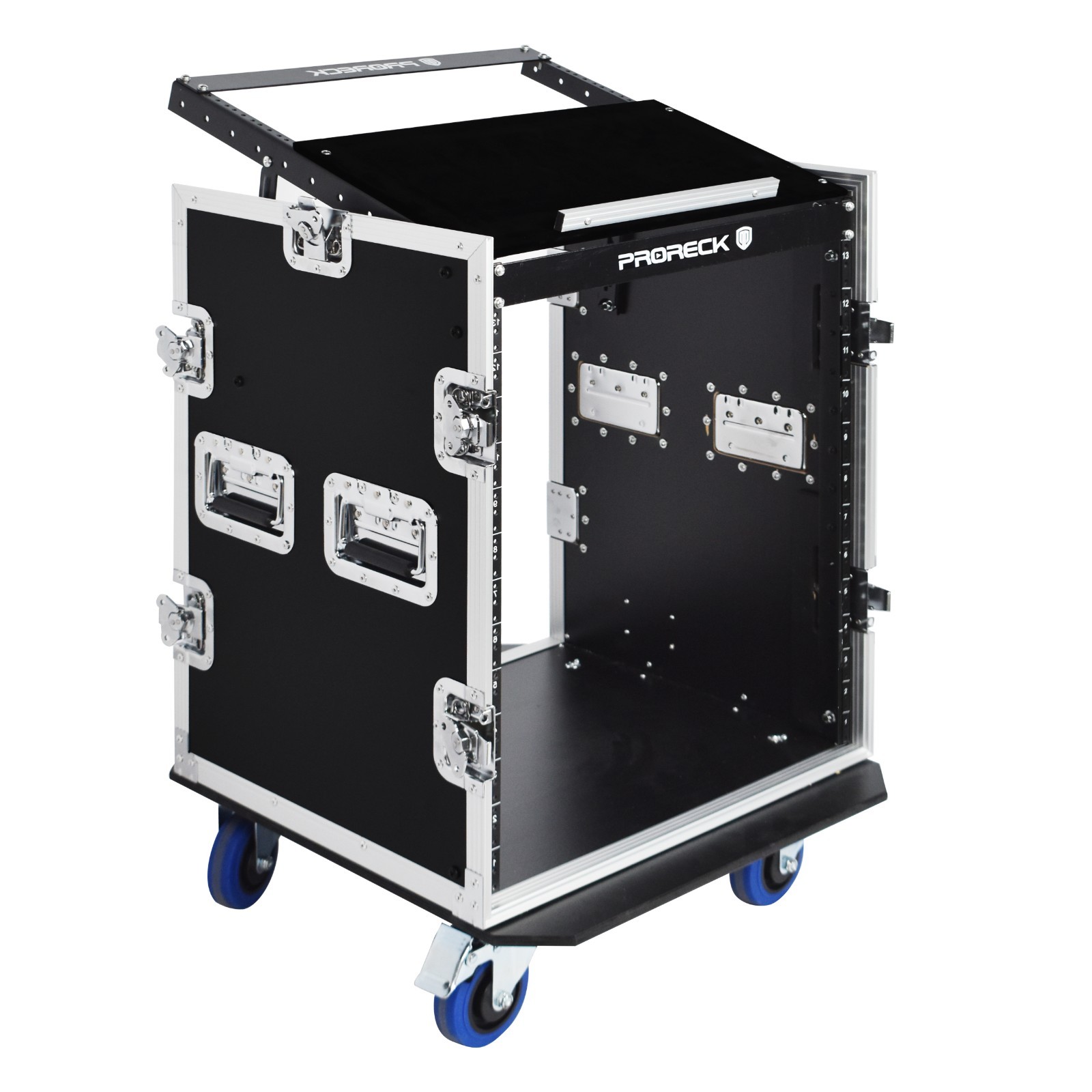 PRORECK Rack Case With Slant Mixer Top, 20'' Depth, Plywood 14U FOR DJ