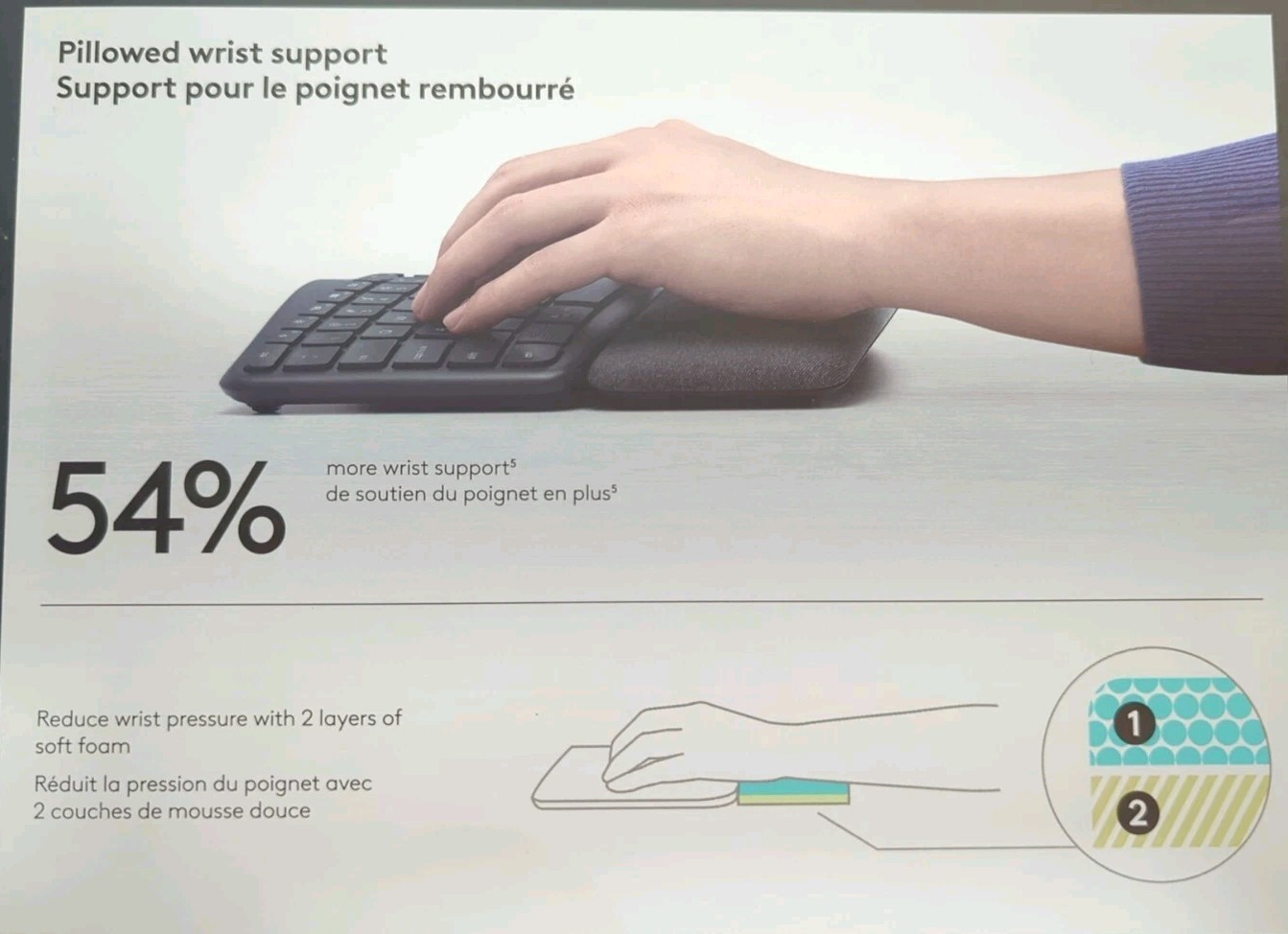 NIB Logitech ERGO K860 Wireless Keyboard - Black Bluetooth & Dongle Ergonomic