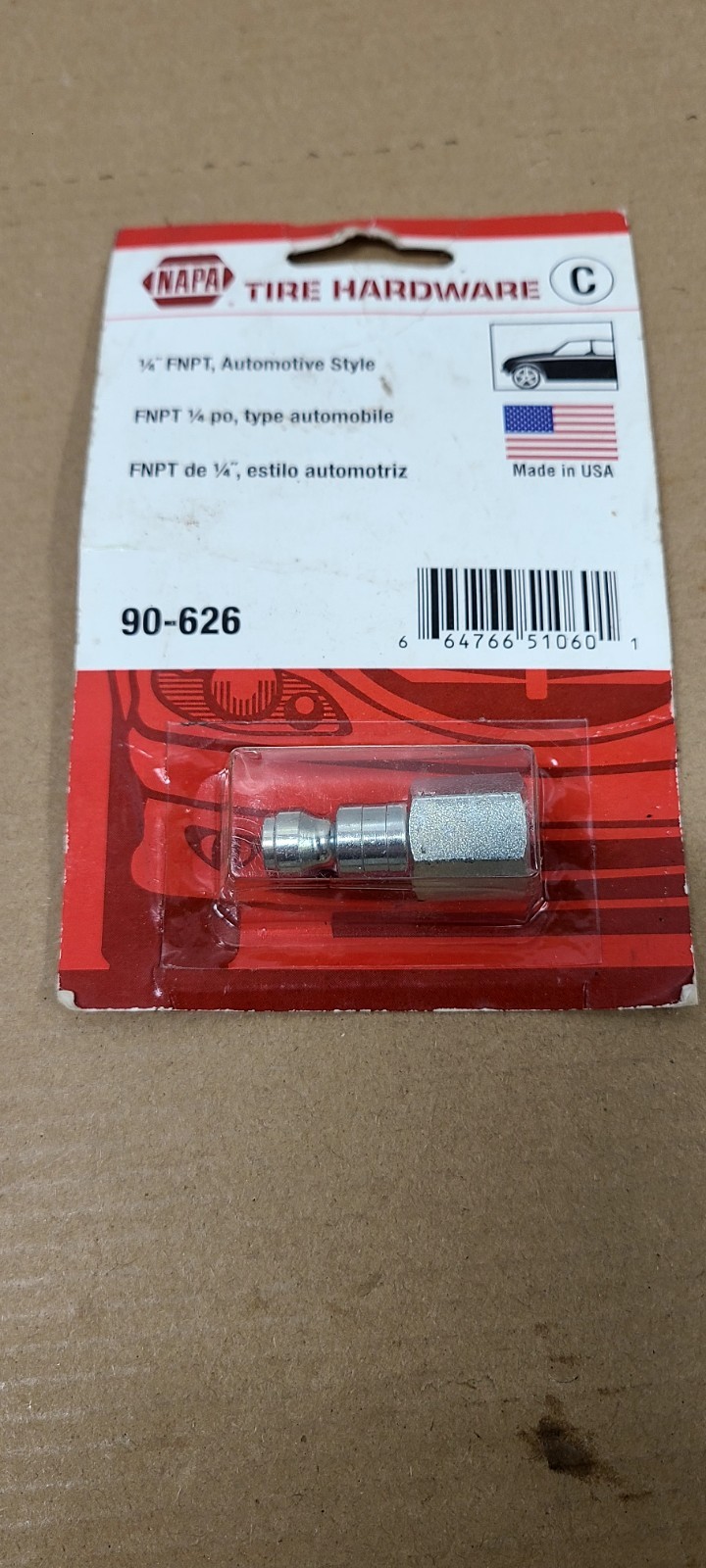 NAPA Tire Hardware 1/4" FNPT Automotive Style Car 90-626