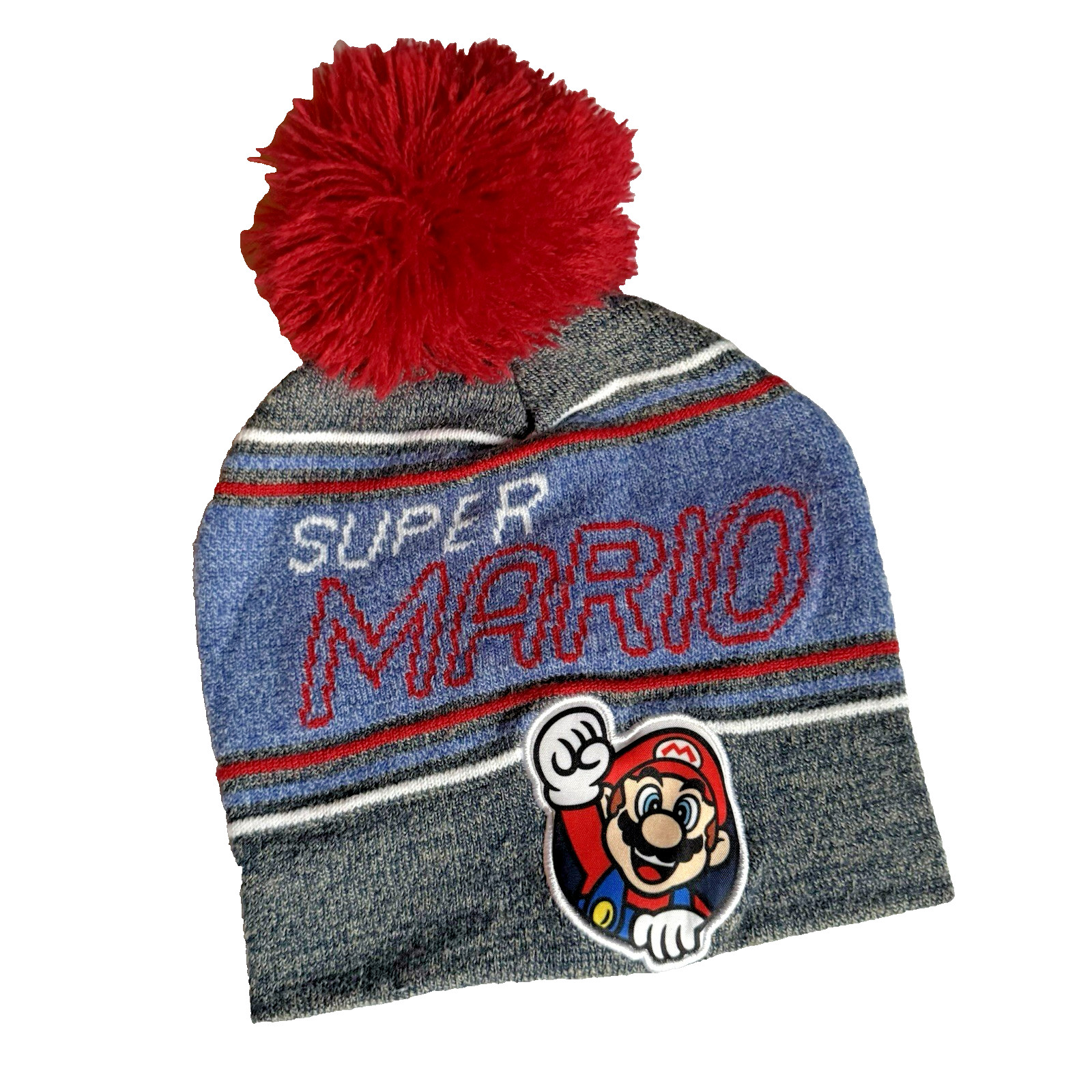 Super Mario Beanie Toboggan Hat Pom Pom 2022 Nintendo Youth One Size