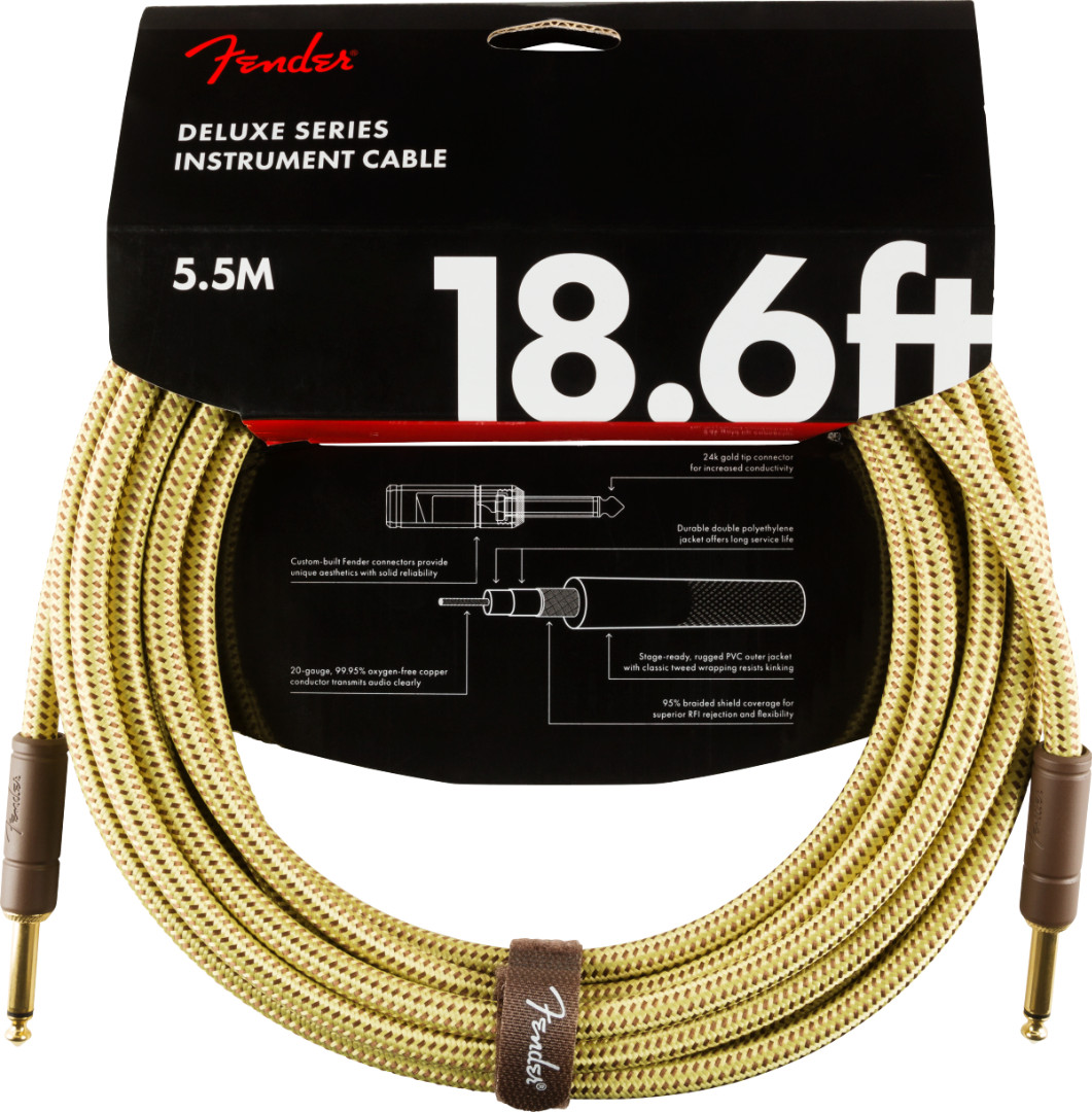 Fender® 18.6' Deluxe Series Tweed Instrument Cable Straight/Straight #099082008