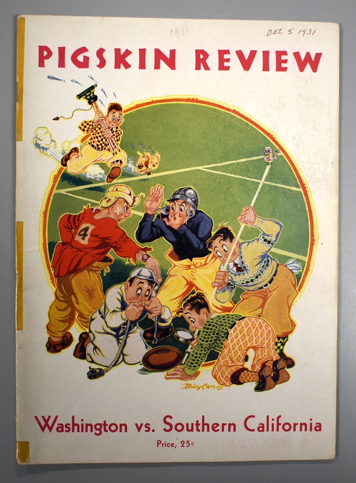University Of Washington vs USC December 5th 1931 Official Game Program