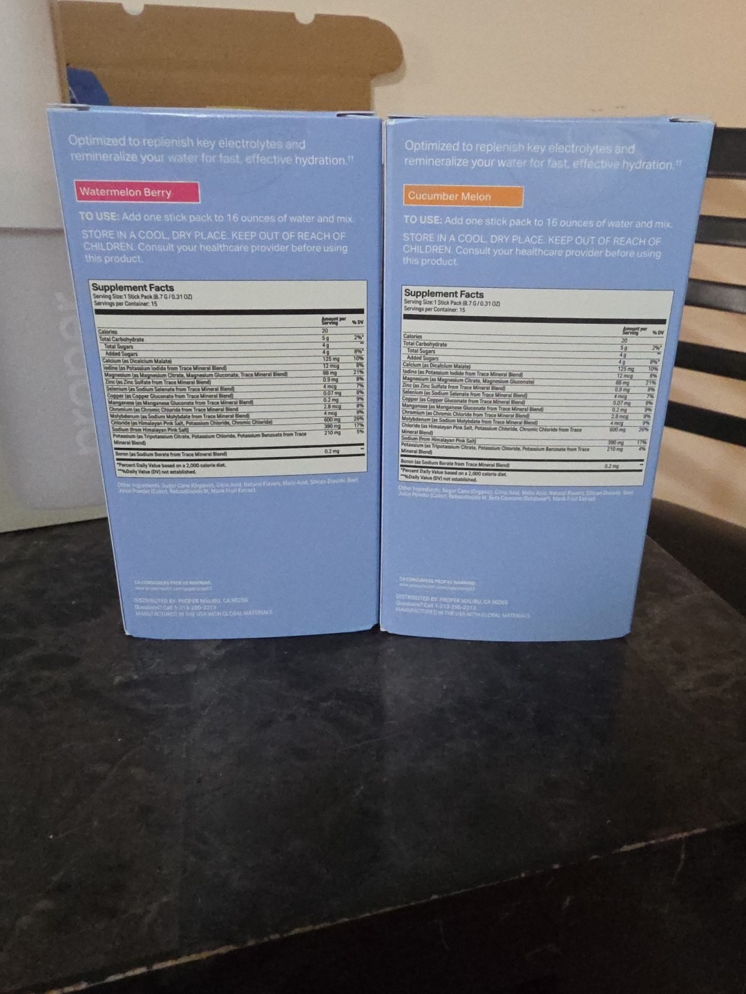 Proper Water Bottle And 60 Hydration Boost Stick Packs Lemon Lime Pineapple Etc
