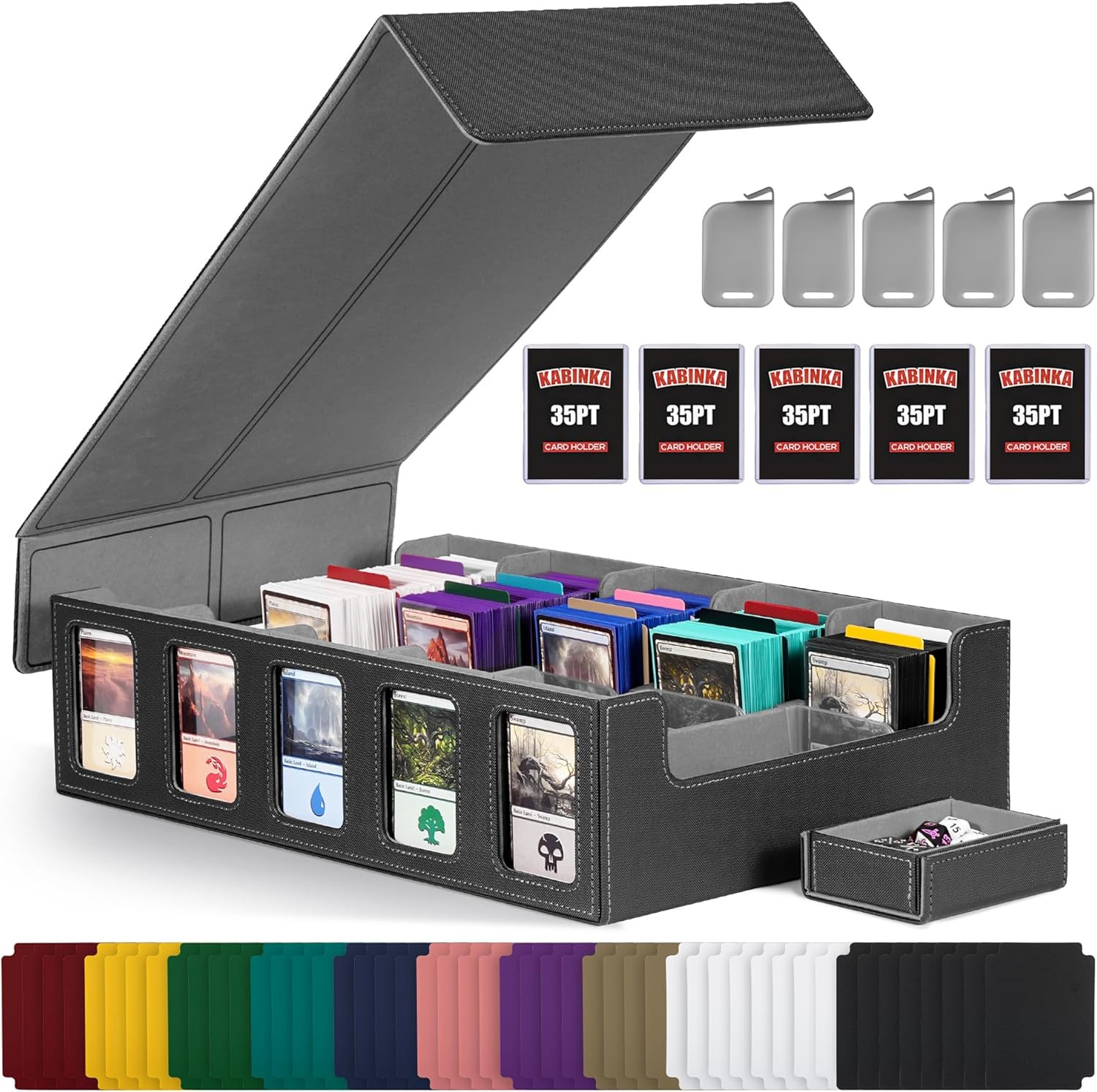MTG Card Storage Box with 5-Row Deck Case, 3900+ Capacity, Black
