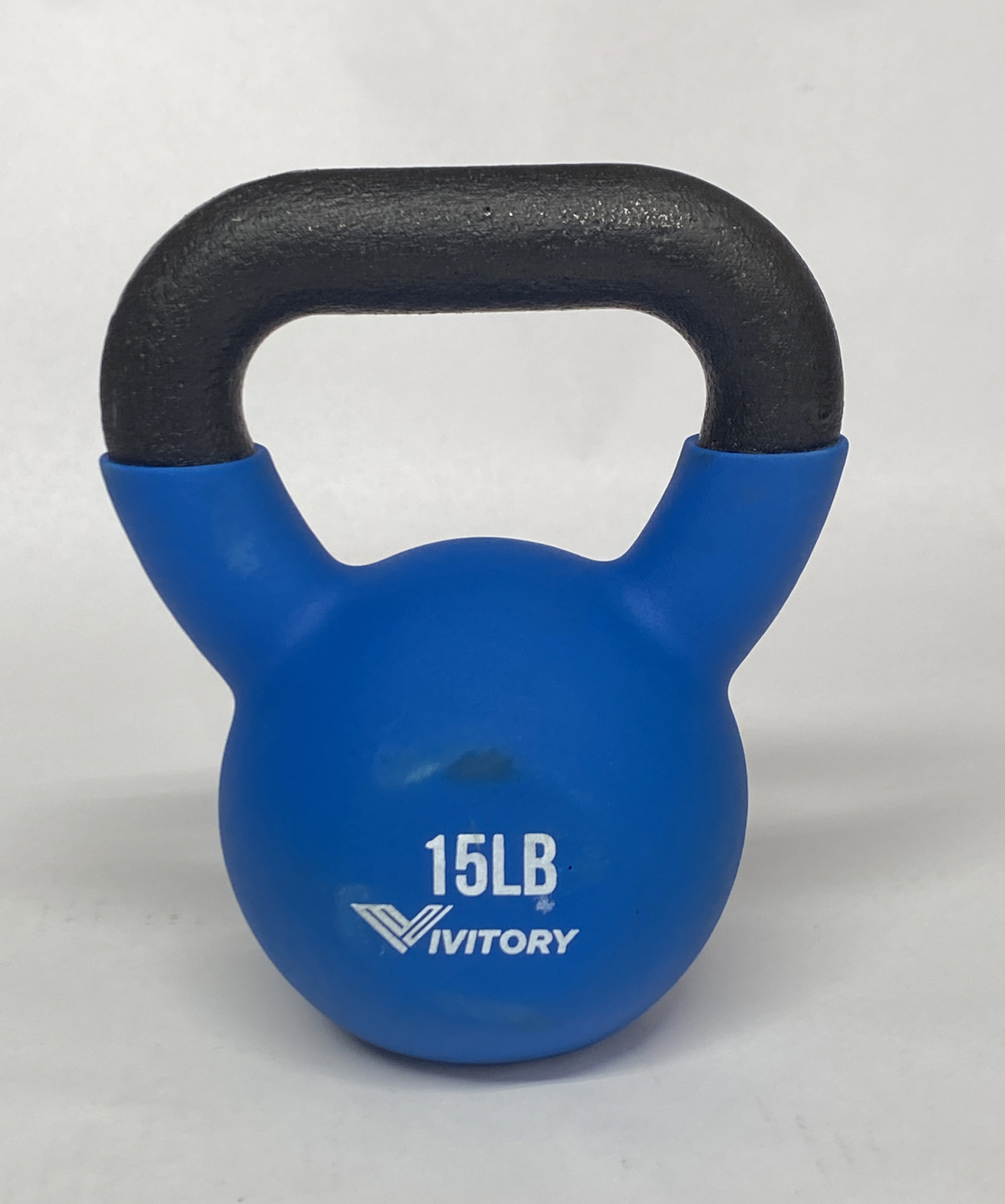 Vivitory 15 Lb Neoprene Coated Kettlebell Solid Cast Iron Blue Weight Dumbbell