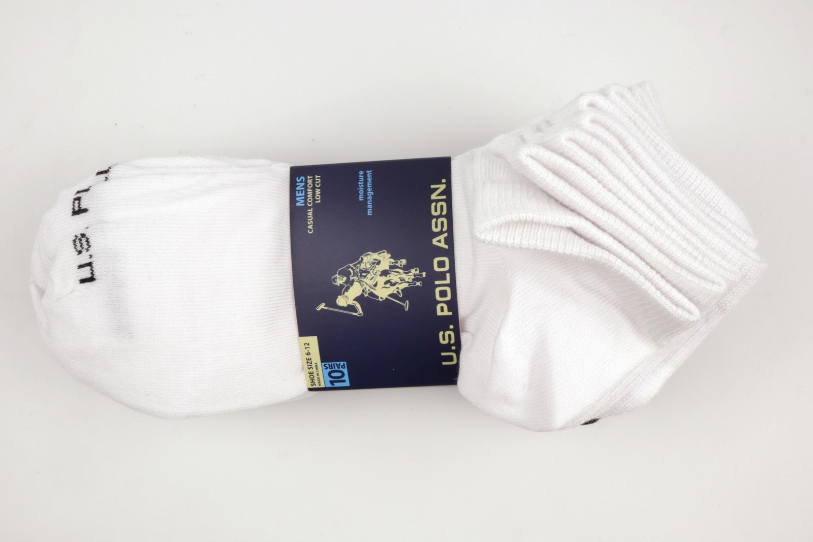 Mens Low Cut Socks Moisture Control US Polo Association Sport Sock Pack of 10