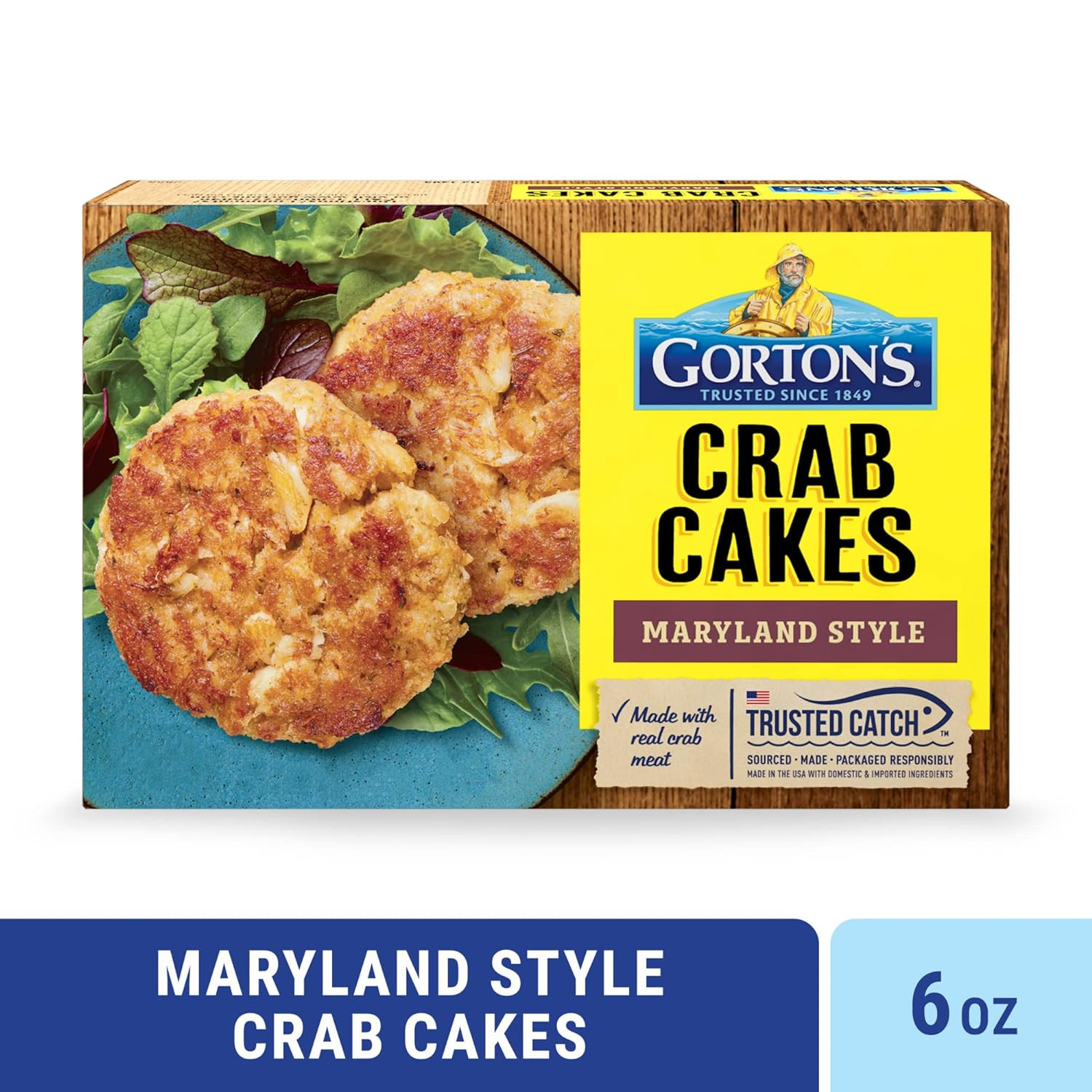 Gorton’S Crab Cakes Maryland Style, Real Crab Meat with Onions, Butter, and Seas