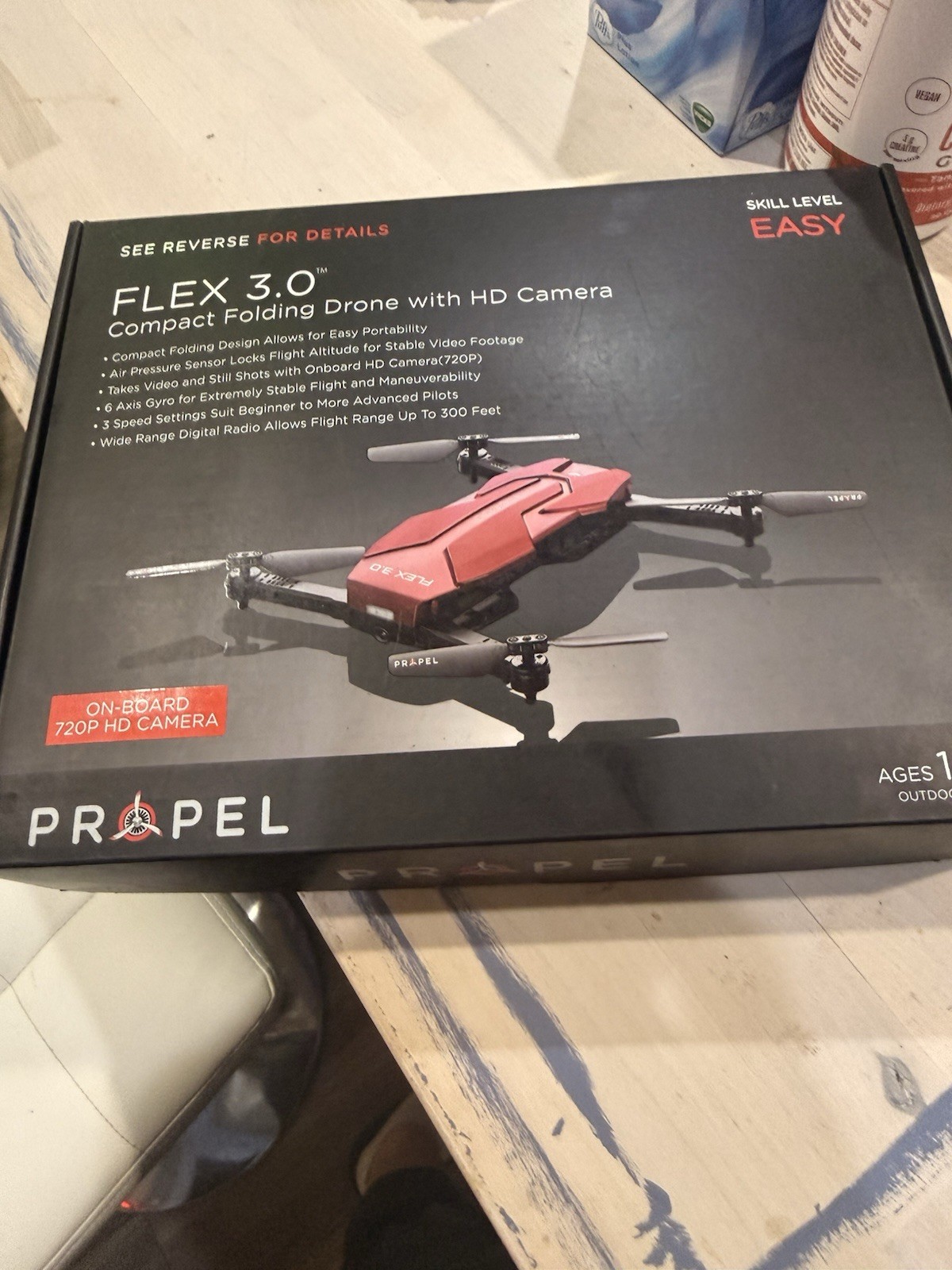 Propel Flex 3.0 Folding Quadcopter Drone with HD Camera, Red/Black