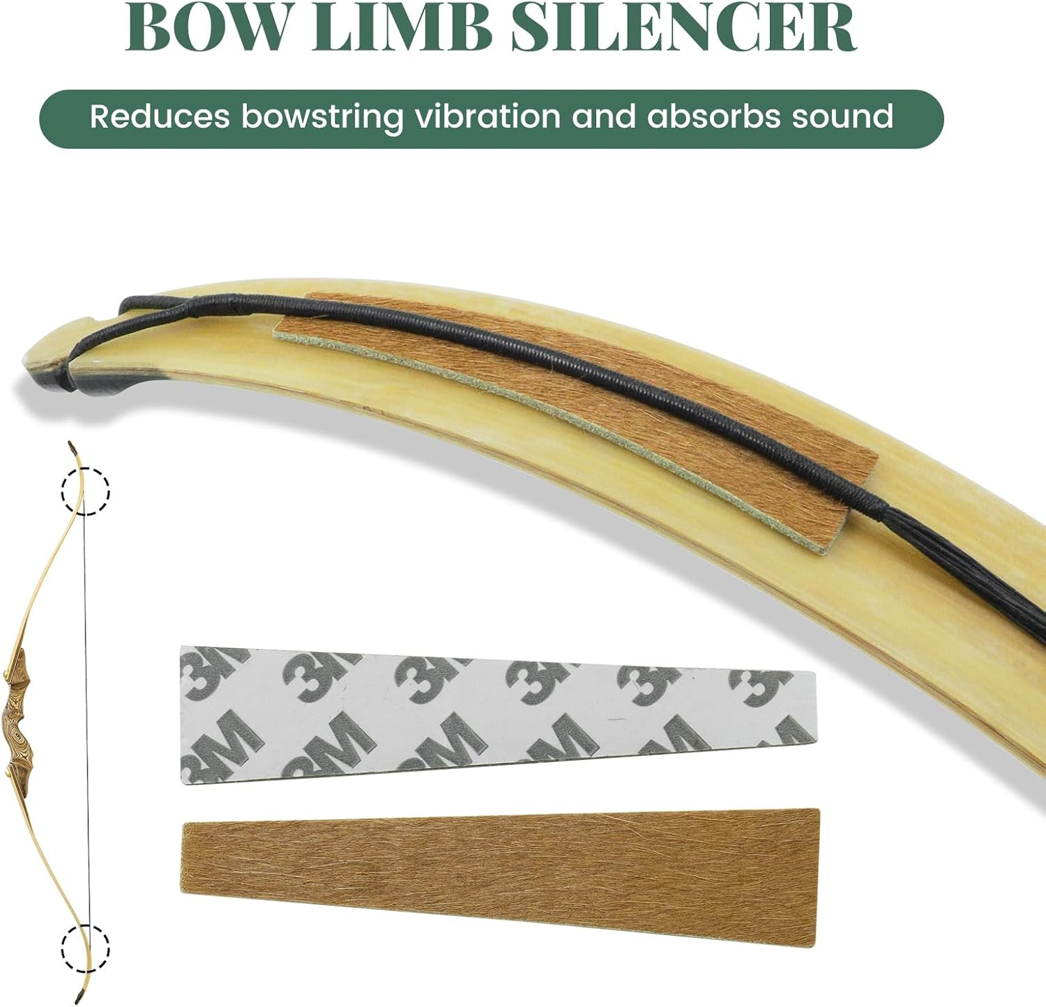 Oubert Archery Bow String Silencers Kit Fur Bow Arrow Rest Leather Bow Limb Sile