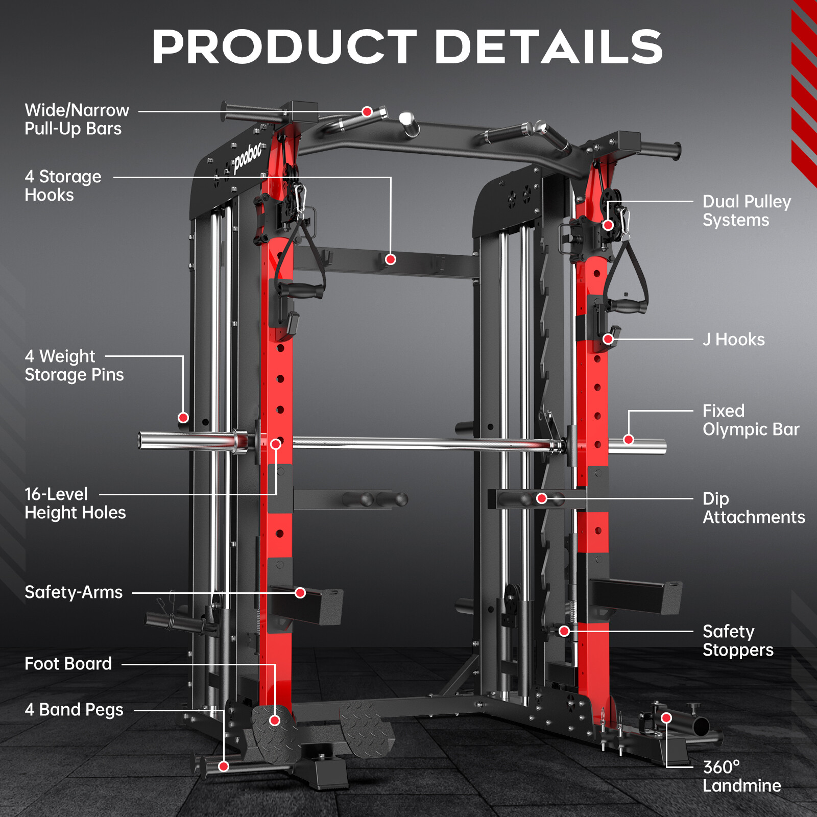 Multi-Functional Machine Power Cage Home Gym Workout Machine Strength Training