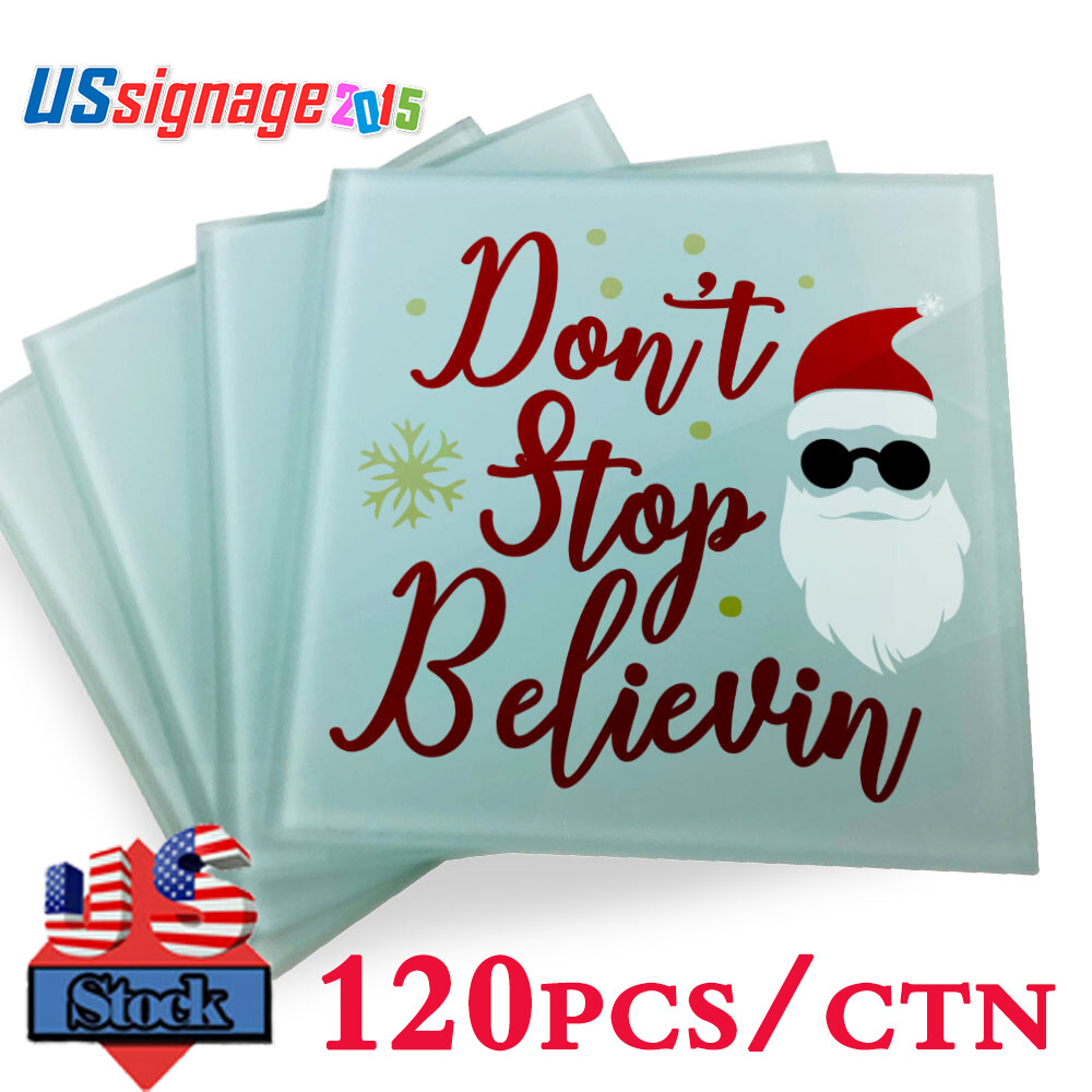 USA 120pcs Square Sublimation Blank Glass Coaster Heat Press 3.9"x3.9" Glossy