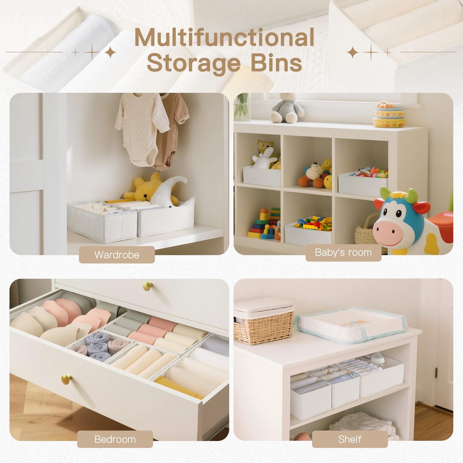 Drawer Organizer Clothes, 14 Pack Dresser Organizer for Baby Clothes, Underwe...