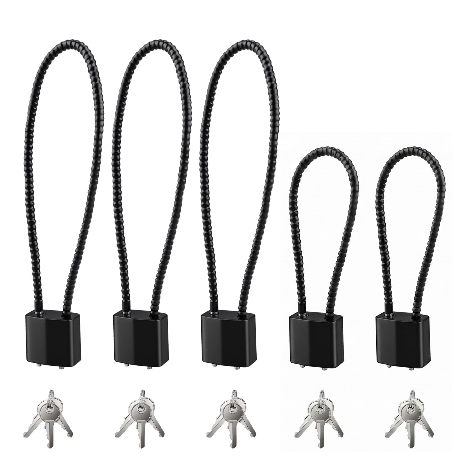 5 Pcs 15 &7.87 Inch Cable Locks with Keys,Bike Locks,Heavy Duty Wire Lock