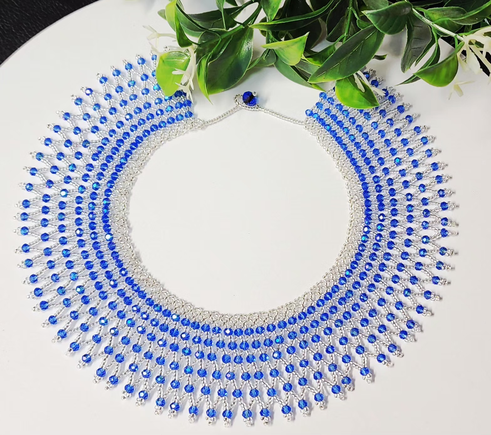 Blue Elegant See Beads Necklace