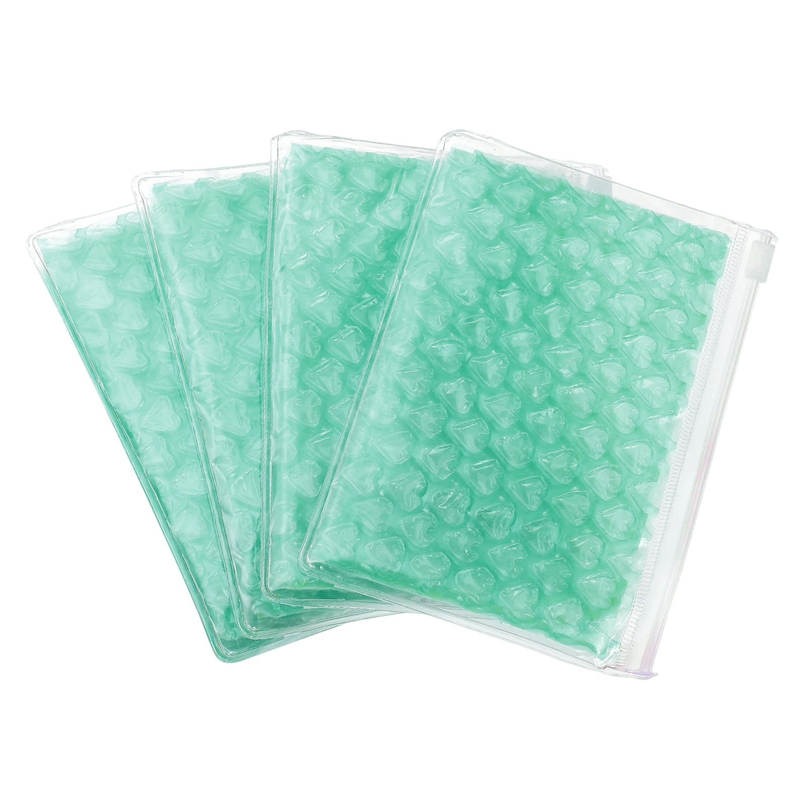 Clear Bubble Bags, (6 x 4 Inch, Green) (4 Pcs), Heart Bubble Wrapping Pouches