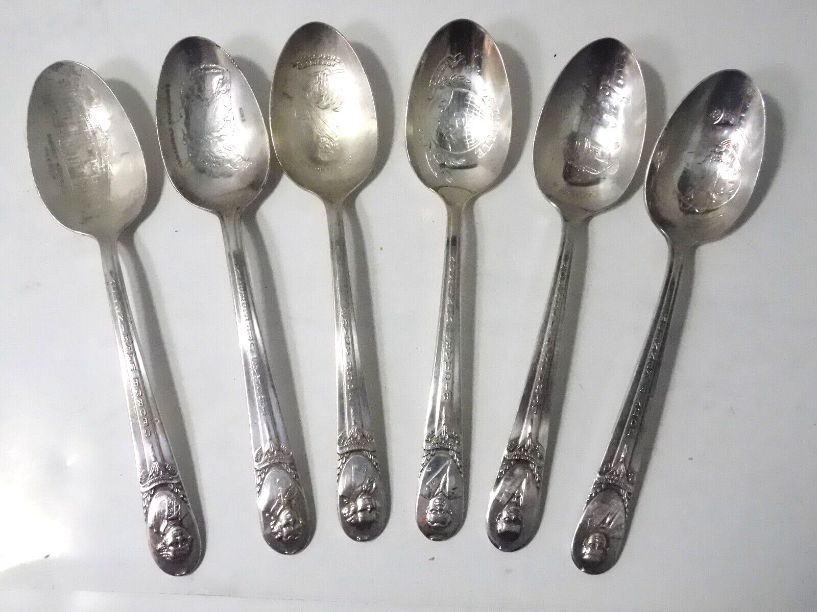 6 ROGERS Silverplate Spoons President Commemoratives