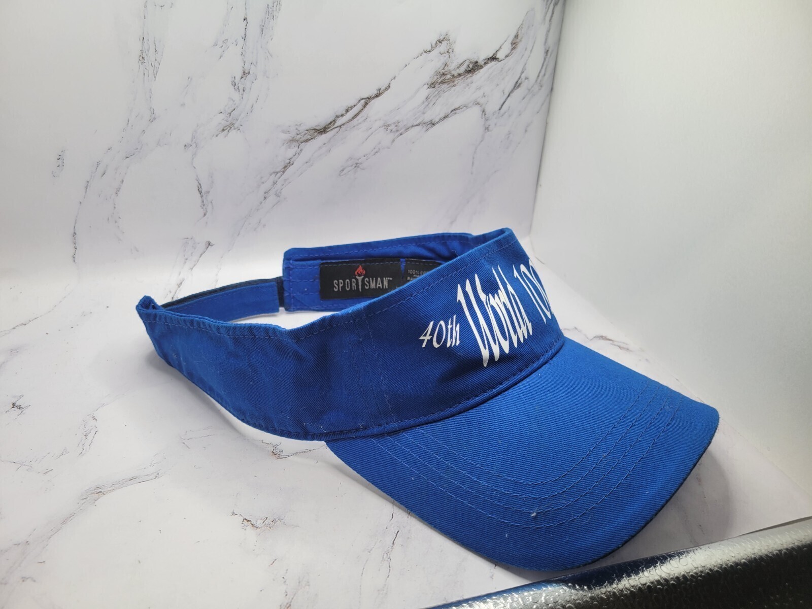 Sportsman Golf Visor Cap Hat Mens Blue 40th 100 World Adjustable Hook & Loop