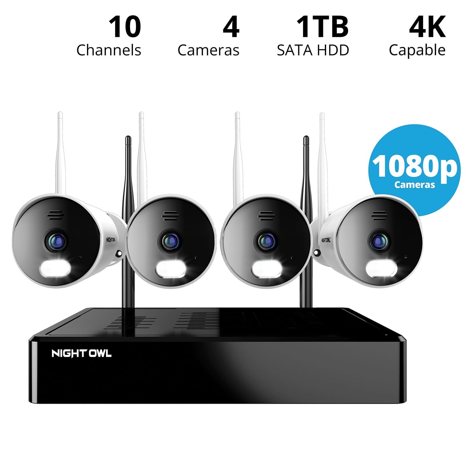 Night Owl 10 Channel 4K Wi-Fi Security NVR 1TB HDD - 4 Cameras (WM-BTWN81-2-4L)™