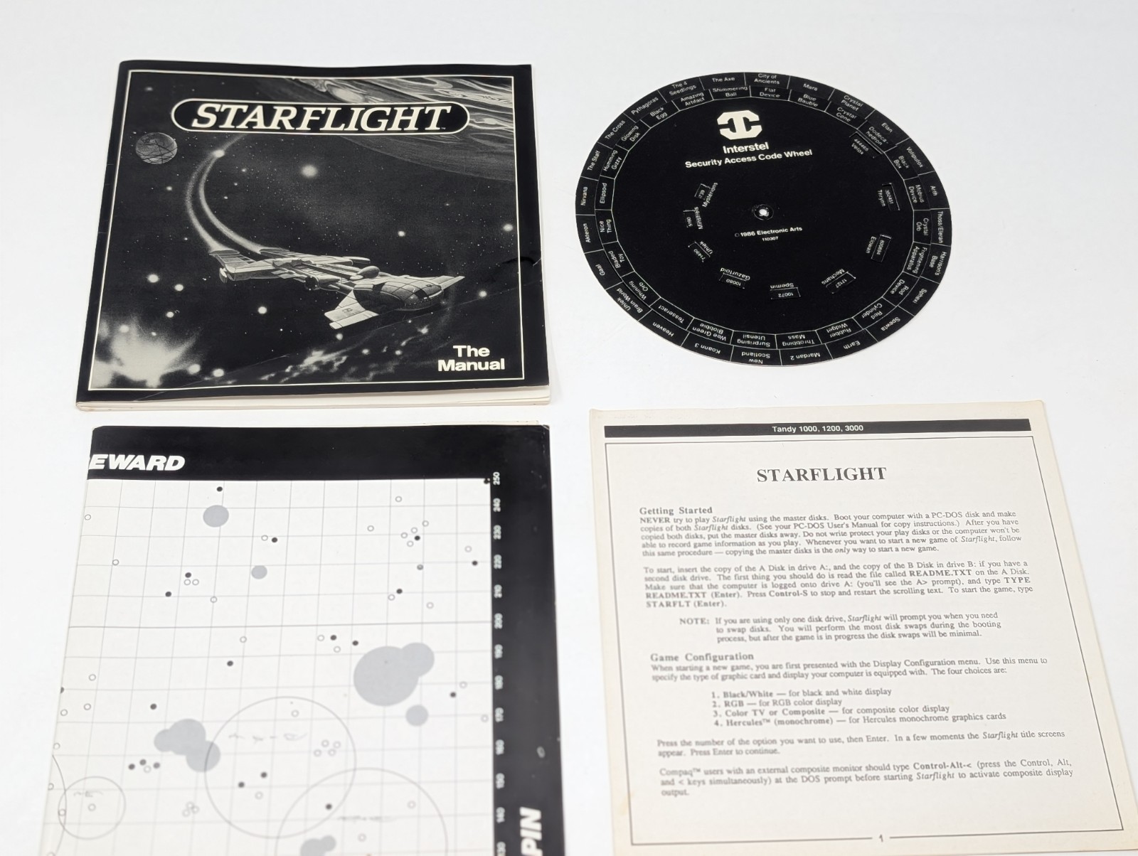 Starflight Vintage PC Tandy 1000/1200 Manual Map Code Wheel INSERTS ONLY 1986