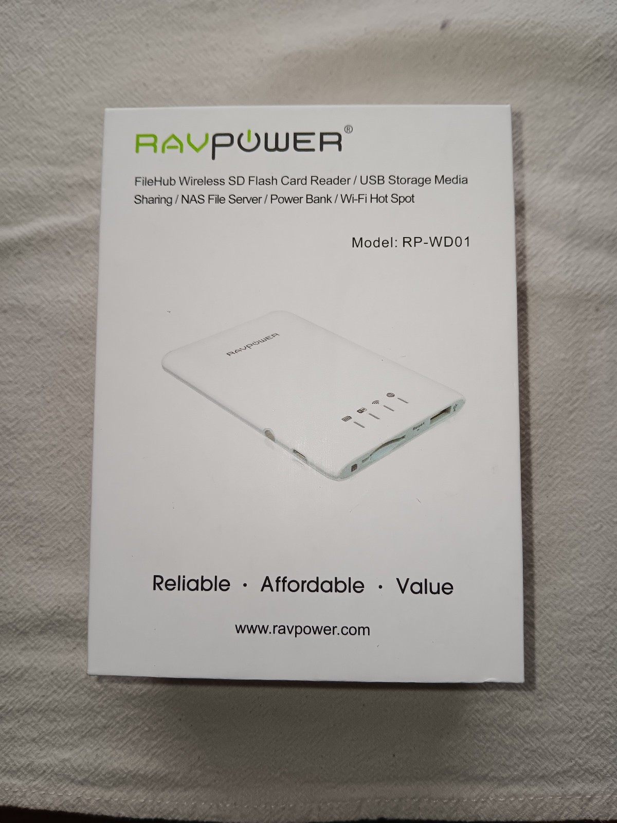 RAVPower FileHub RP-WD01 Wireless SD Card Reader, USB Sharing, Wi-Fi Hotspot