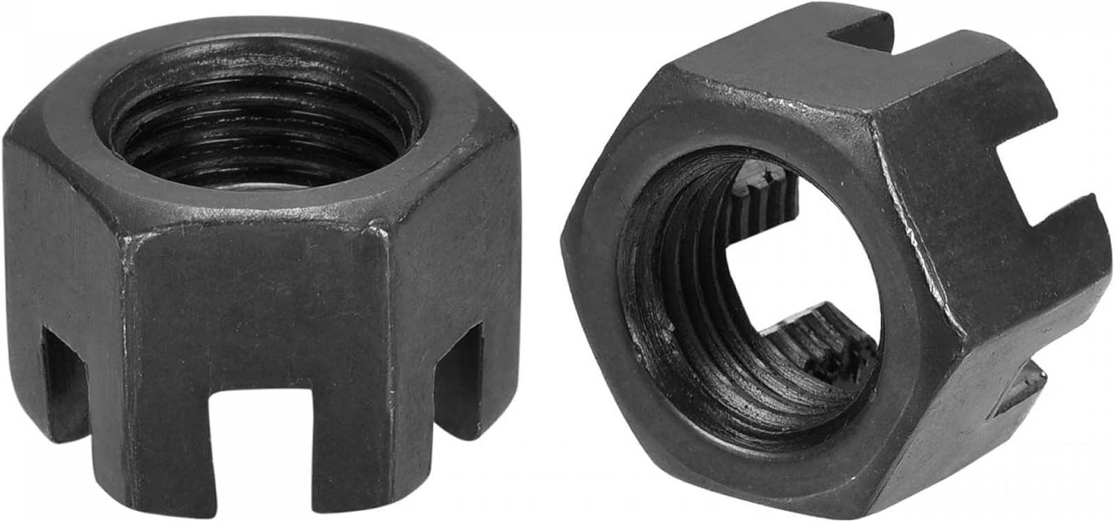 M14X1.5Mm Hexagon Slotted Nut, Grade 4.8 Carbon Steel Hex Castle Nuts, Black, 5P