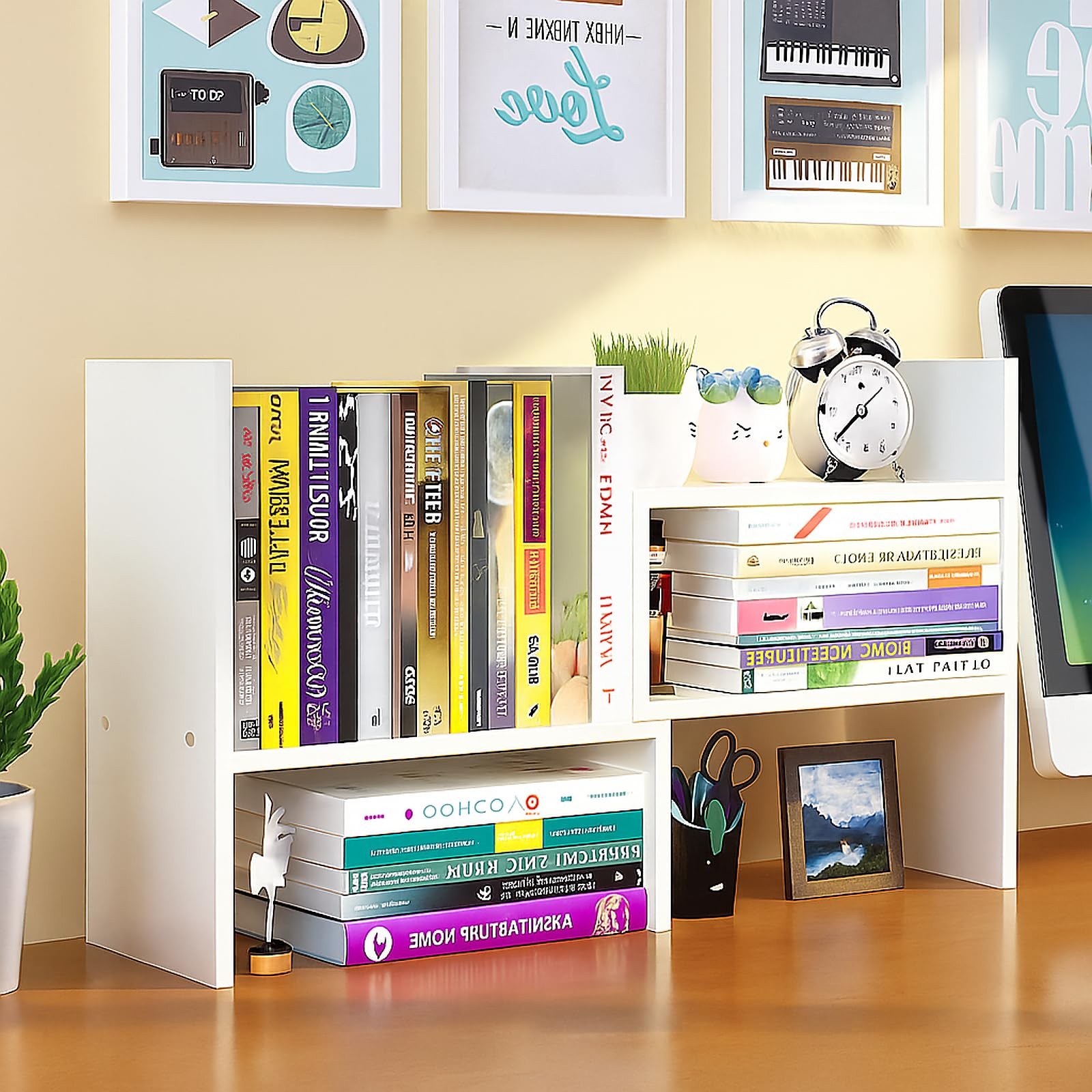 IUSEIT Desktop Shelf 17.3 inches (L) x 8.6 (W) x 3.5 (H), White