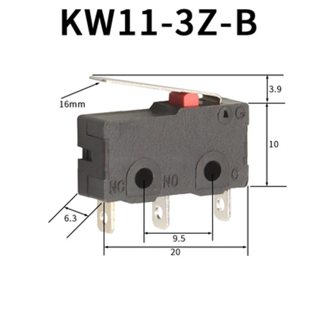 10 PCS  KW11-3Z-B  Micro Switch 2/3Pin NO/NC Mini Limit Switch 5A 250VAC
